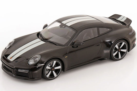 Minichamps 2022 Porsche 911 992 Sport Classic Black w/ White Stripes 1:18 SEALED