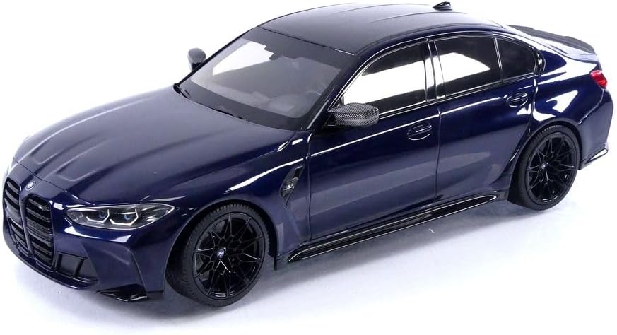 Minichamps 2020 BMW M3 Competition (G80) w/ Carbon Roof Tansanitblau Deep Blue Metallic 1:18