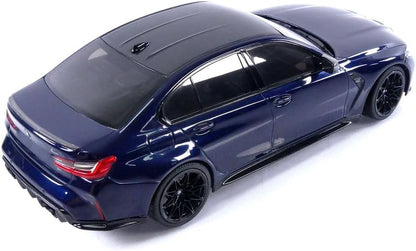 Minichamps 2020 BMW M3 Competition (G80) w/ Carbon Roof Tansanitblau Deep Blue Metallic 1:18