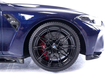 Minichamps 2020 BMW M3 Competition (G80) w/ Carbon Roof Tansanitblau Deep Blue Metallic 1:18