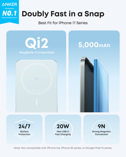 Anker Nano Power Bank (5K, MagGo, Slim)