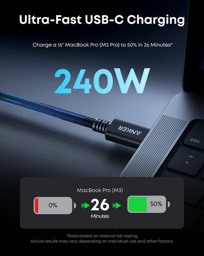 Anker Prime Thunderbolt 5 Cable (3.3 ft / 1.7 ft, 80 Gbps, 240W)