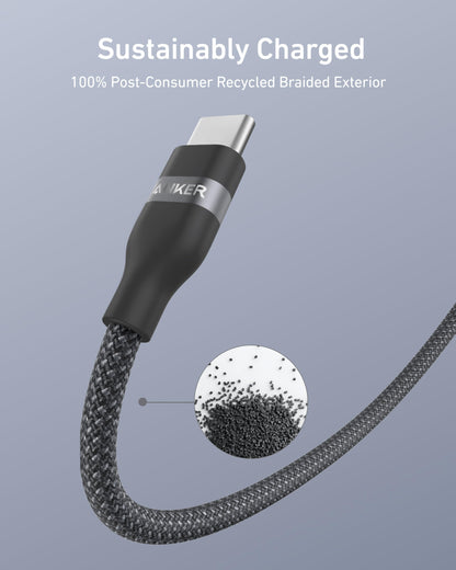 Anker USB-A to USB-C Cable (3 ft / 6 ft, Upcycled-Braided)