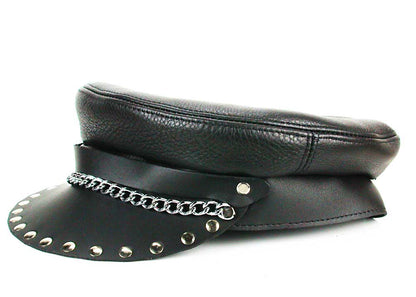Biker Cap Soft Studded Flat Cap