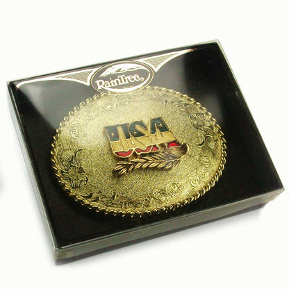 Gold Belt Buckle with USA Lettering