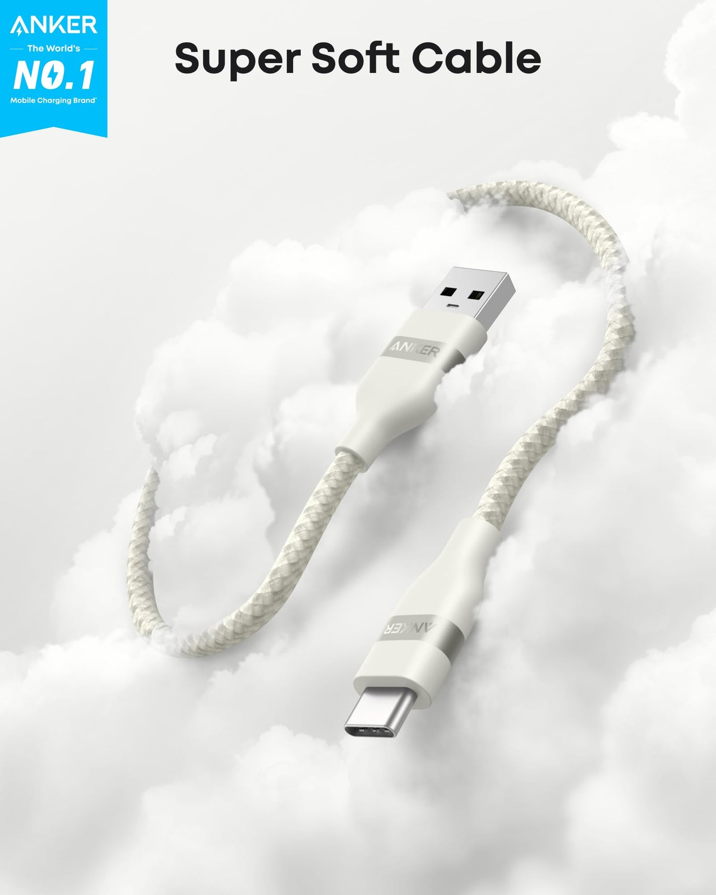 Anker USB-A to USB-C Cable (3 ft / 6 ft, Upcycled-Braided)