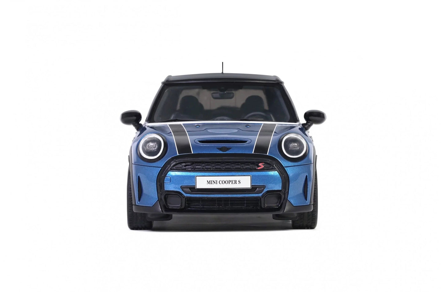 Otto 2021 Mini Cooper S Island Blue w/ Black Stripes 1:18