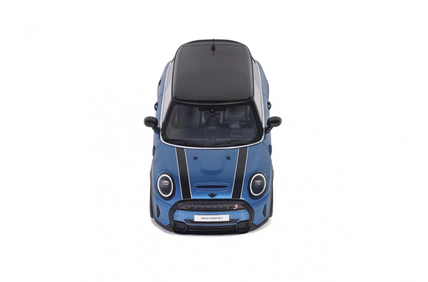 Otto 2021 Mini Cooper S Island Blue w/ Black Stripes 1:18