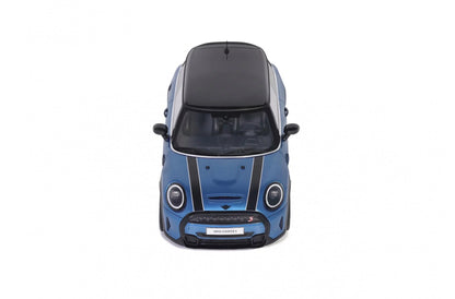 Otto 2021 Mini Cooper S Island Blue w/ Black Stripes 1:18
