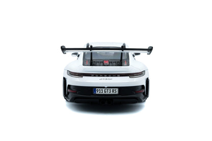 Solido 2024 Porsche 911 992 GT3 RS White w/ Indigo Blue Wheels and Deco 1:18