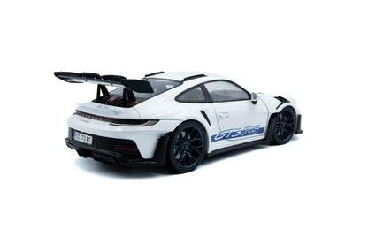 Solido 2024 Porsche 911 992 GT3 RS White w/ Indigo Blue Wheels and Deco 1:18