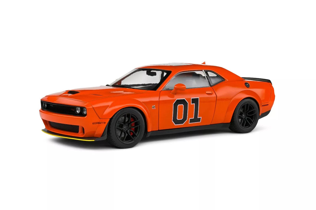 Solido 2023 Dodge Challenger R/T Scat Pack Widebody No 1 Hazzard Tribute Orange 1:18