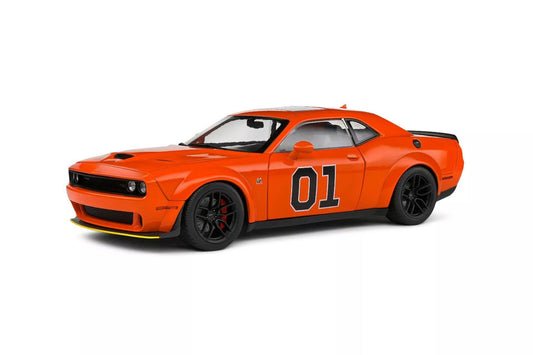 Solido 2023 Dodge Challenger R/T Scat Pack Widebody No 1 Hazzard Tribute Orange 1:18